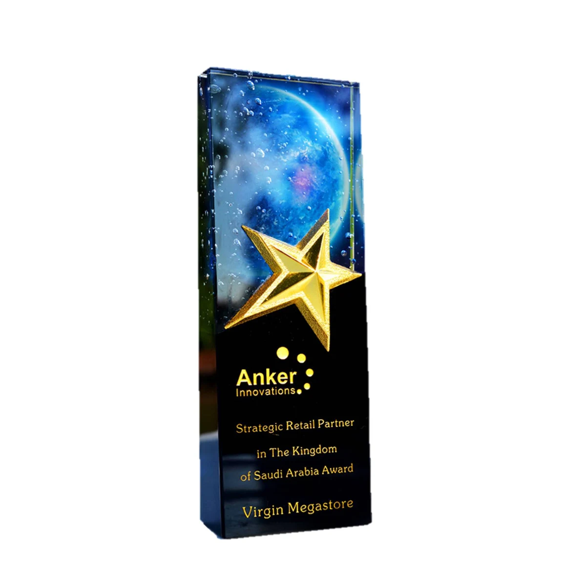 Gold Plated Star Crystal Trophy Creative Award 1