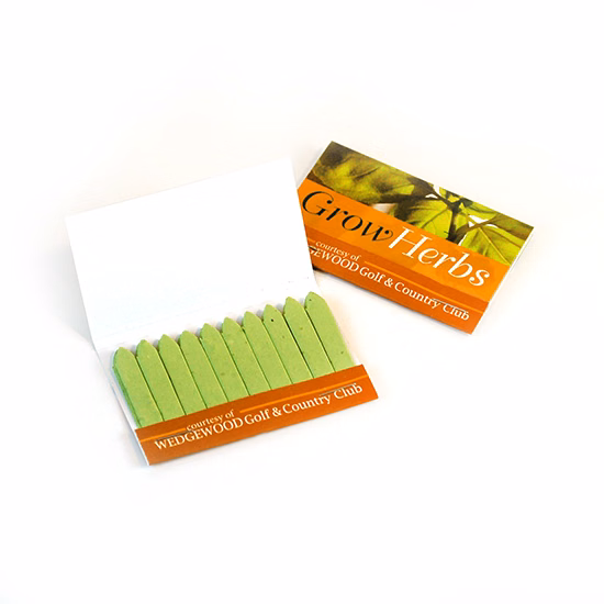 Large Herb Seed Paper Matchbook, Single-Sided
