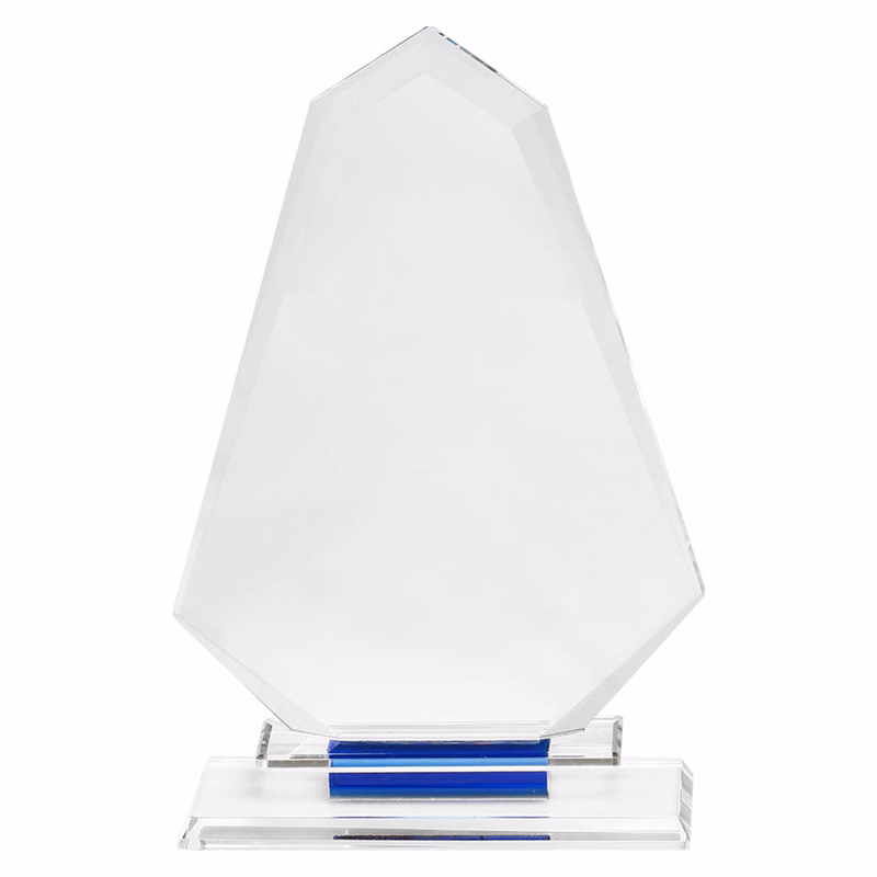 Blue Accent Glass Achievement Trophy