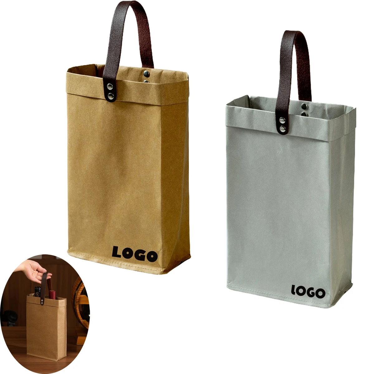 Kraft Paper Wine Tote Bag 1