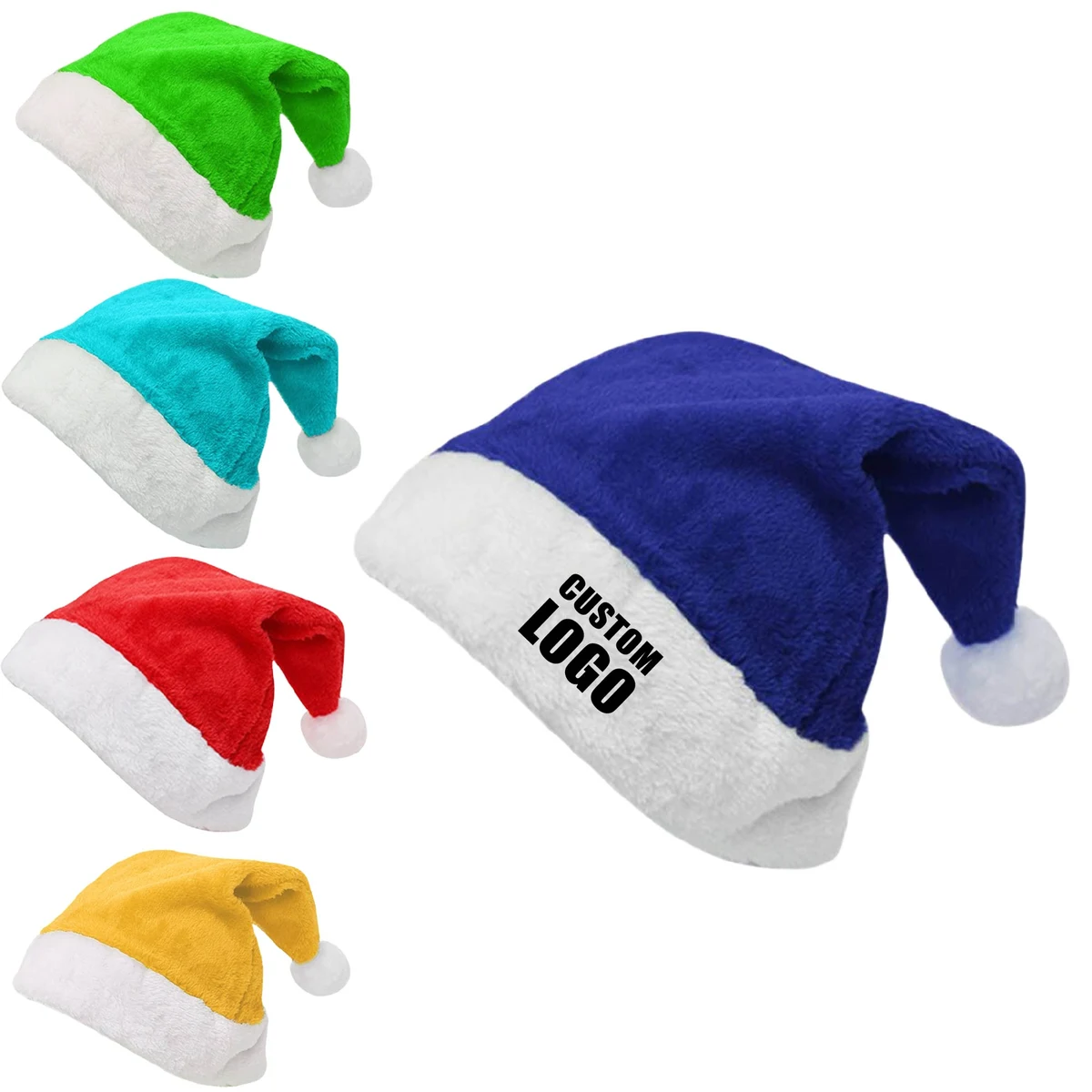 MOQ 10 pcs Adult Plush Short Santa Hat 1