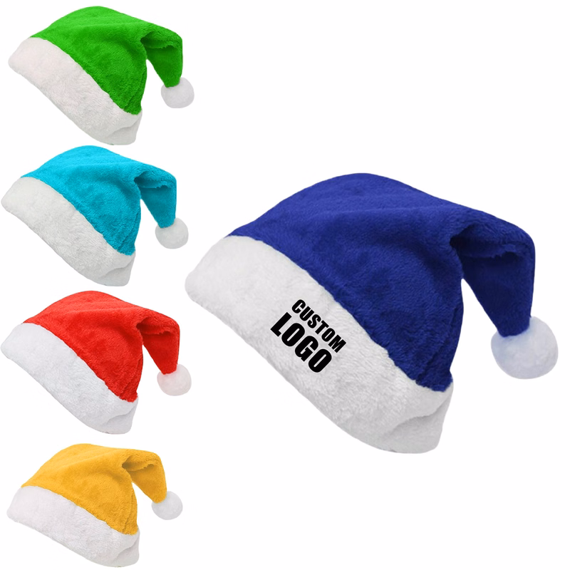 MOQ 10 pcs Adult Plush Short Santa Hat