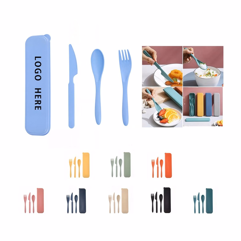 Wheat Straw 3-Piece Cutlery Set With Portable Box