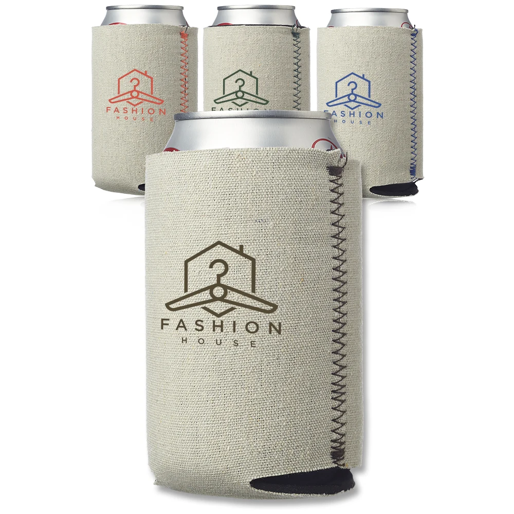 Canvas Foam Can Cooler Holder, custom koozie with logo imprint 1
