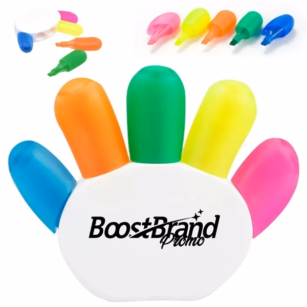 Custom Hand-Shaped 5-Color Highlighter Pen — Creative Student Desk Essentials