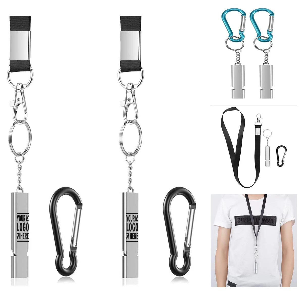 Carabiner Lanyard Outdoor Loudest Emergency Survival Whistle 1