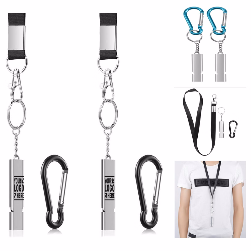 Carabiner Lanyard Outdoor Loudest Emergency Survival Whistle