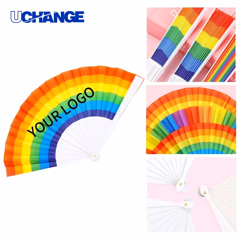 Rainbow Folding Hand Fan 9 Inch