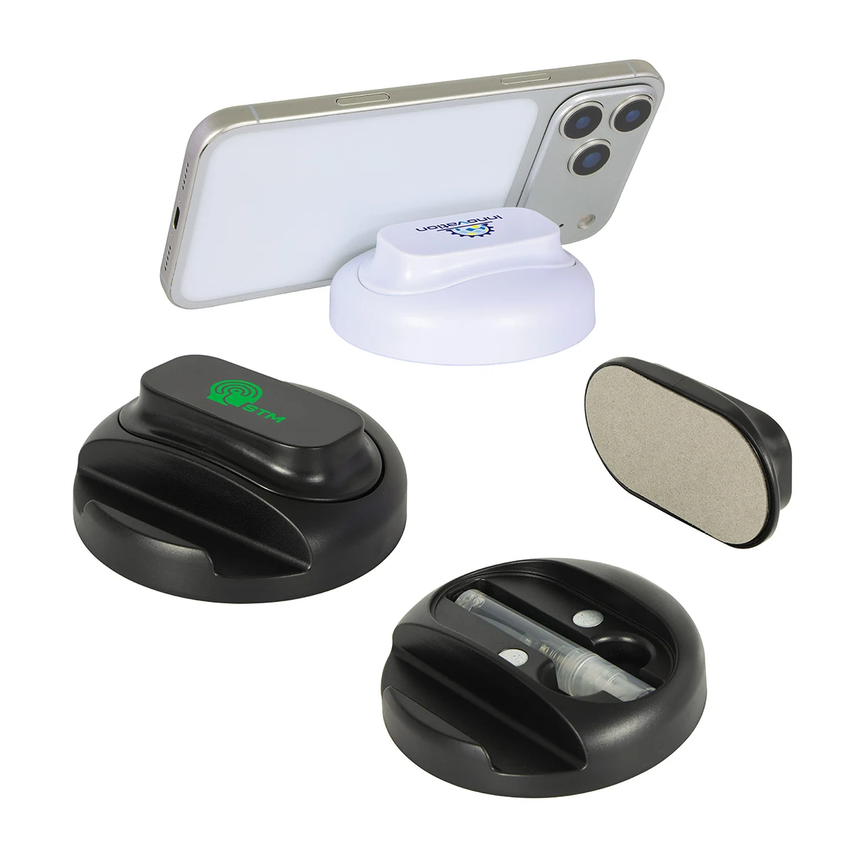 Asana Phone Stand with Built-In Screen Cleaner & Spray 1