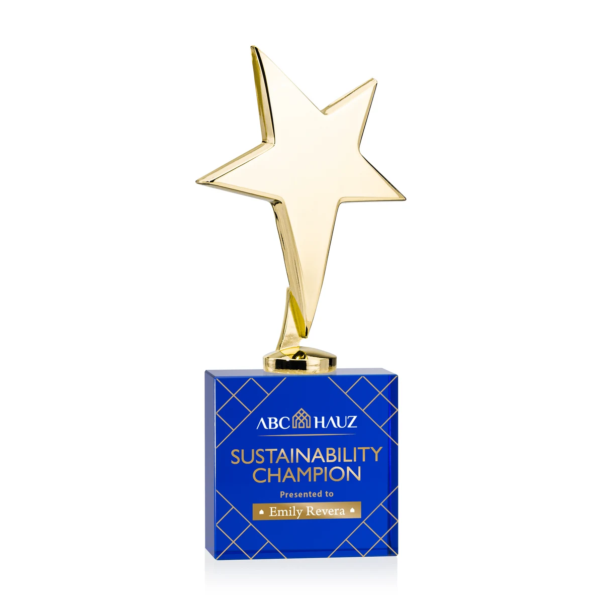 Tuscany Gold Star VividPrint™ Award on Woodlawn Base - Blue 1