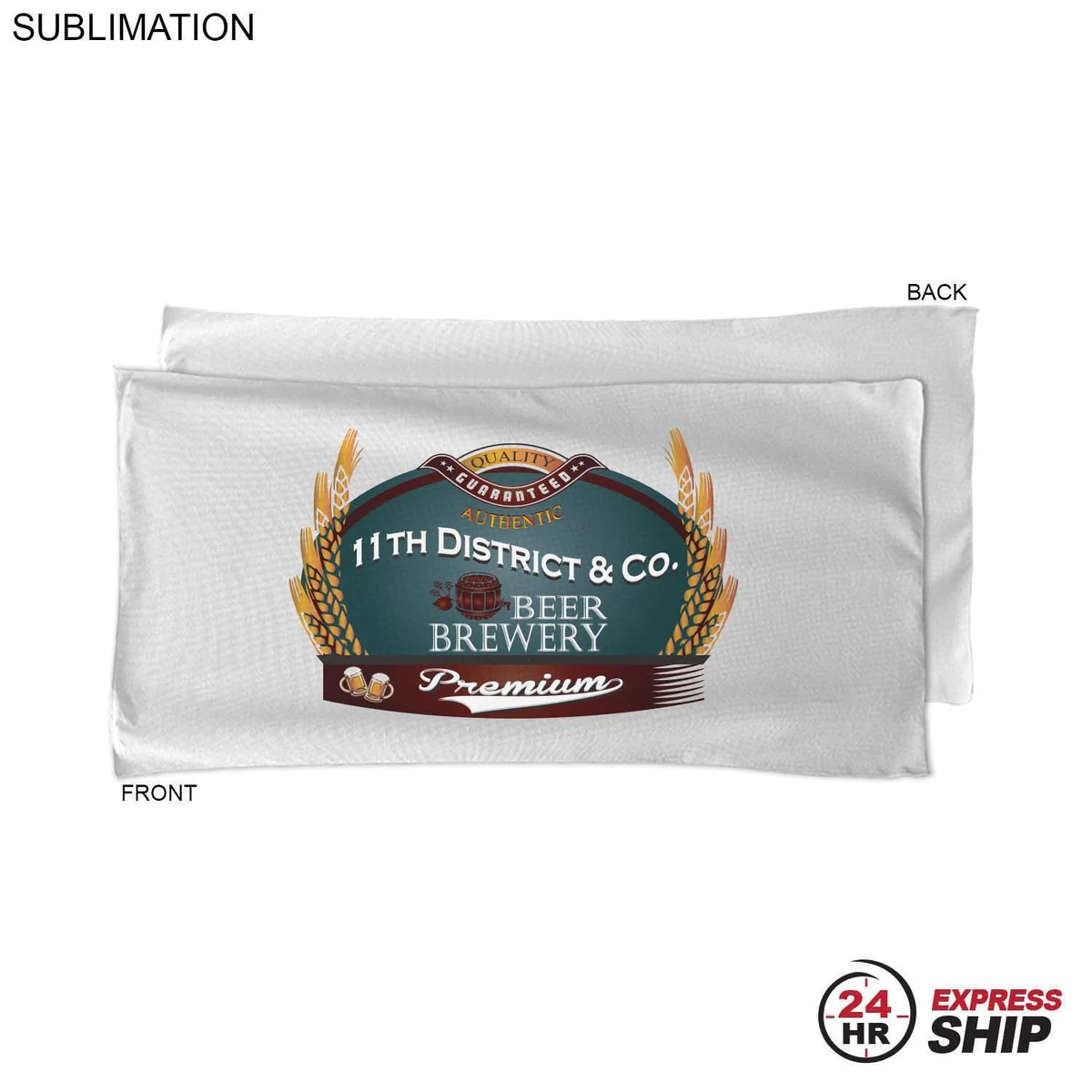 24 Hr Express Ship - Absorbent Microfiber Dri-Lite Terry White Pool, Travel Towel, 22x44, Sublimated 1