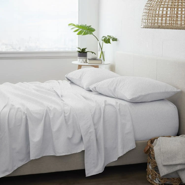 Flannel Bed Sheets - Solid White Cali King 4 Set 1