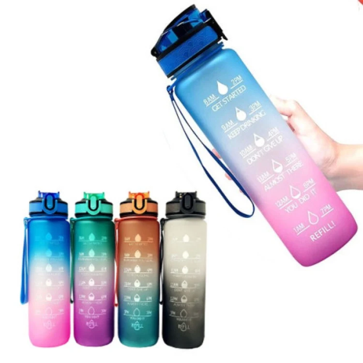 Straw Drinking Water Bottle W/ Time Marker 1