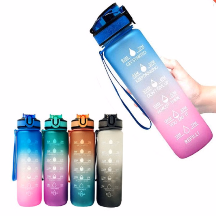 Straw Drinking Water Bottle W/ Time Marker