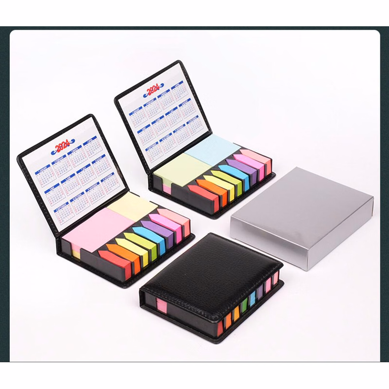 Leather Cover Multi-Color Assortment Sticky Note W/ Calendar