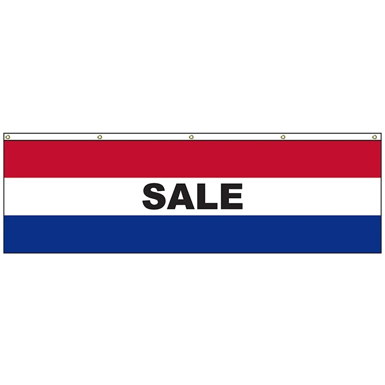Sale 3' x 10' Horizontal Flag with Heading and Grommets Across the Top 1