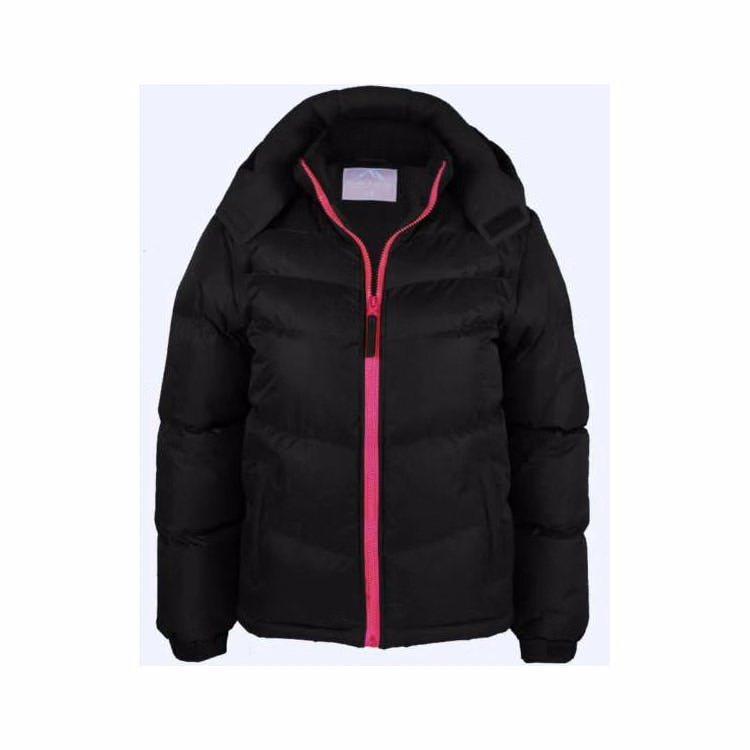 Girl's Puffer Jackets - Black/Pink 5-7
