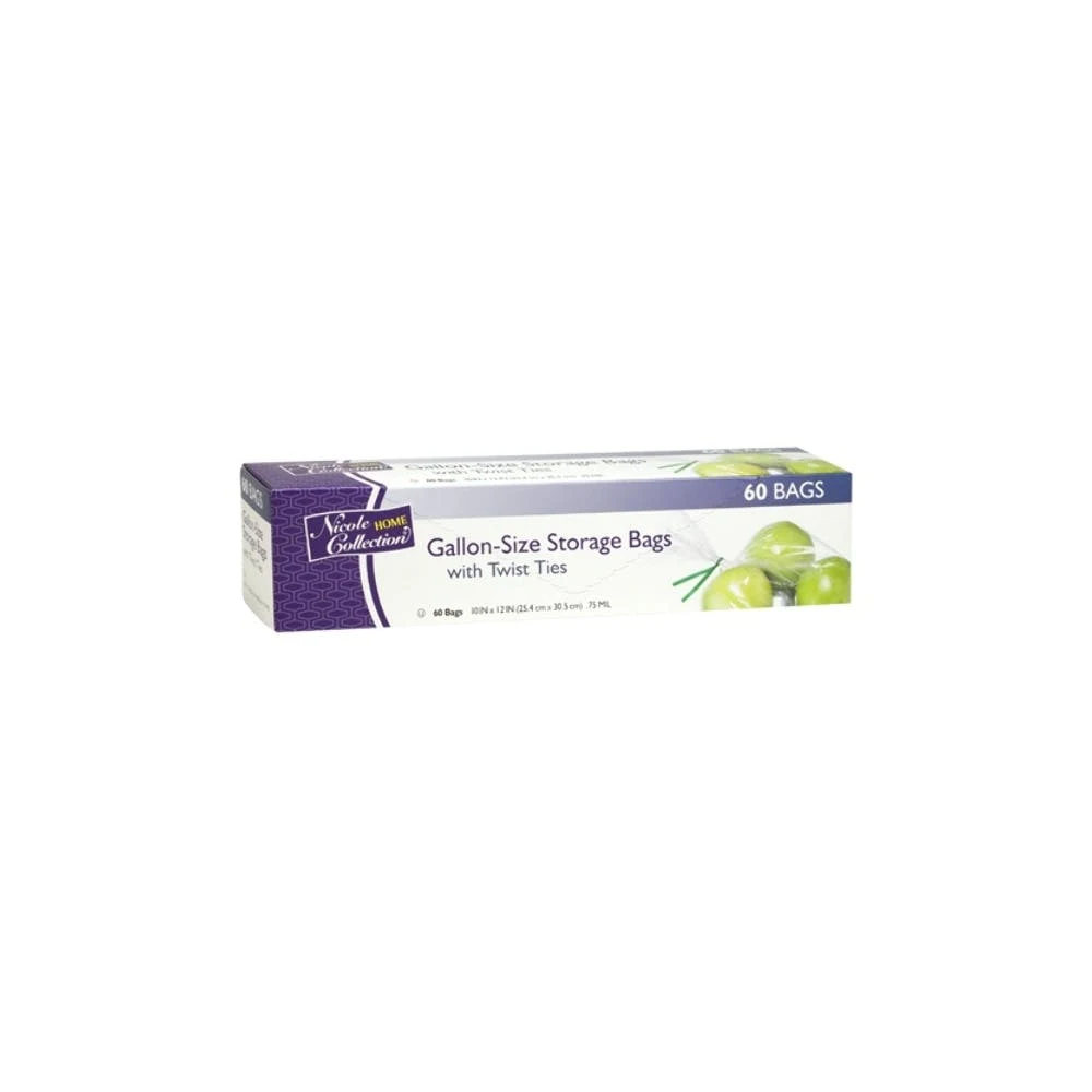 Gallon Storage Bags with Twist Ties - 60 Count Kosher Certified 1