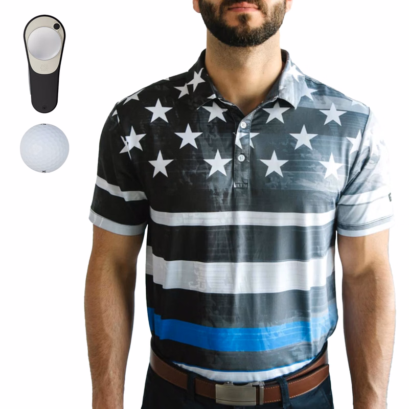 YATTA Golf® Patriot Men's Polo Shirt, Srixon® Golf Balls & Pitchfix® Icon Divot Tool Gift Set