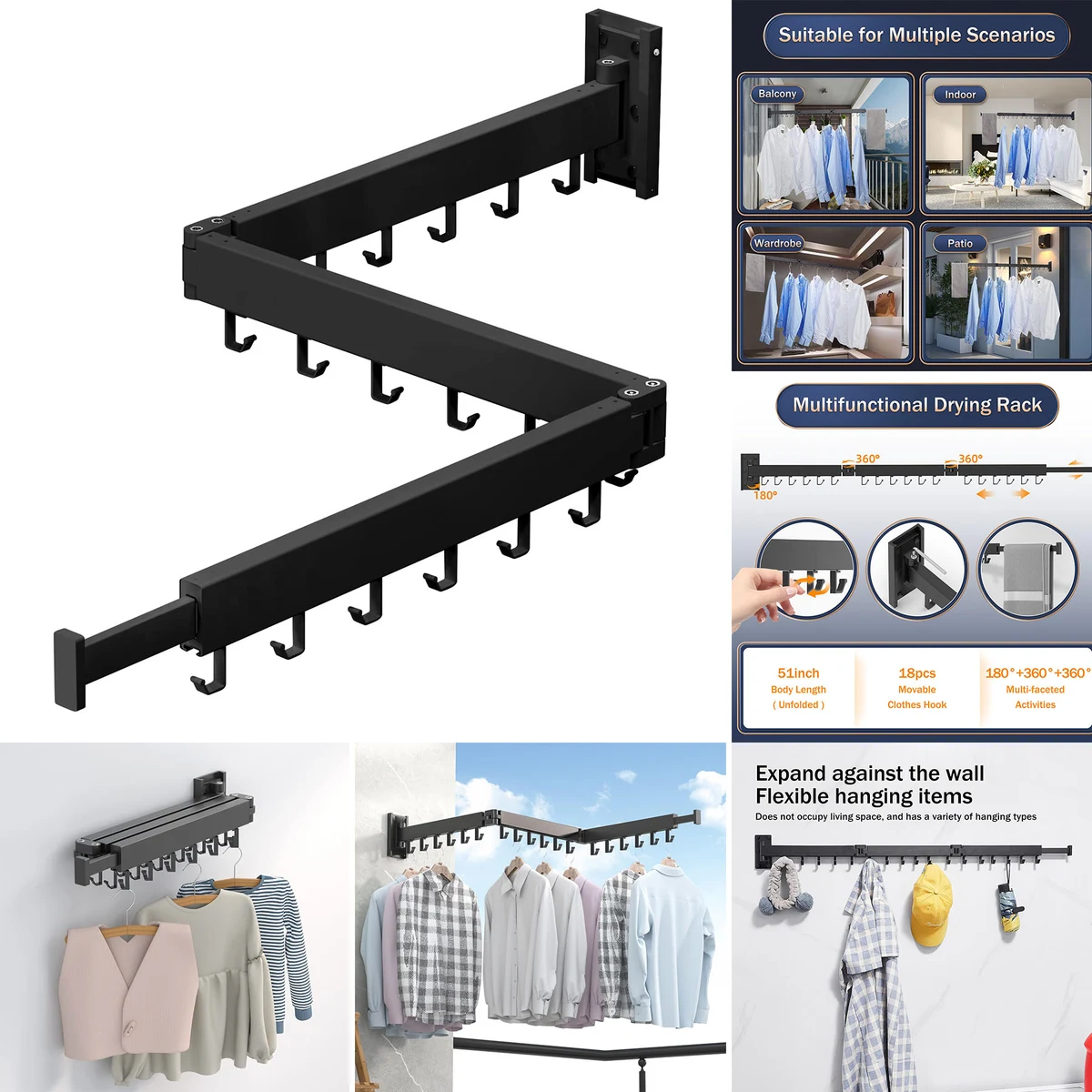 Wall Mounted Clothes Drying Rack 1