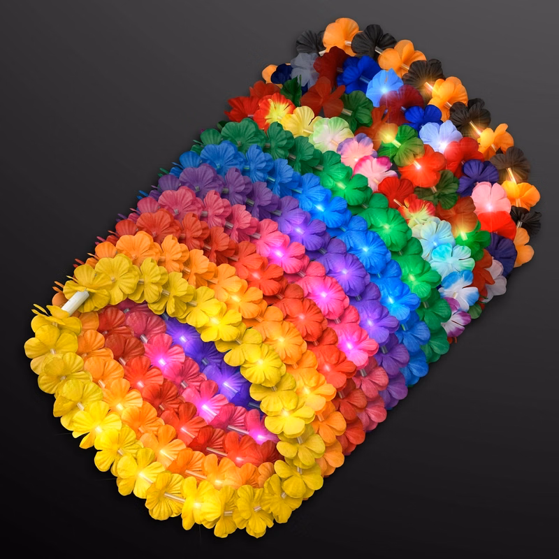 LED Hawaiian Flower Lei Party Necklaces