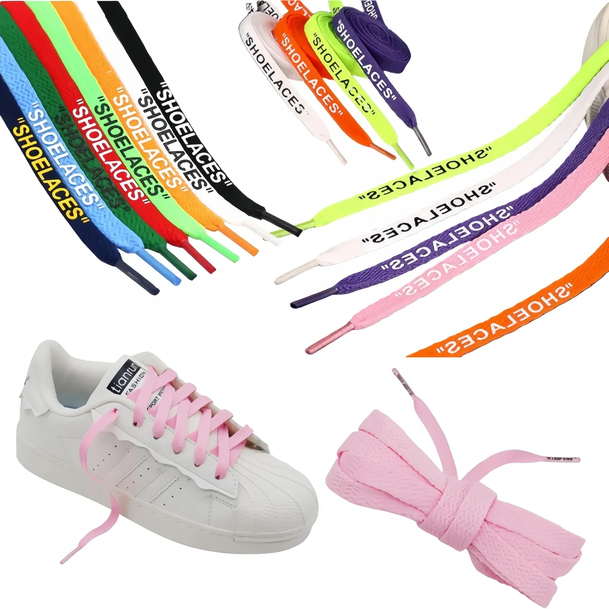 Text Printed Flat Shoelaces 1