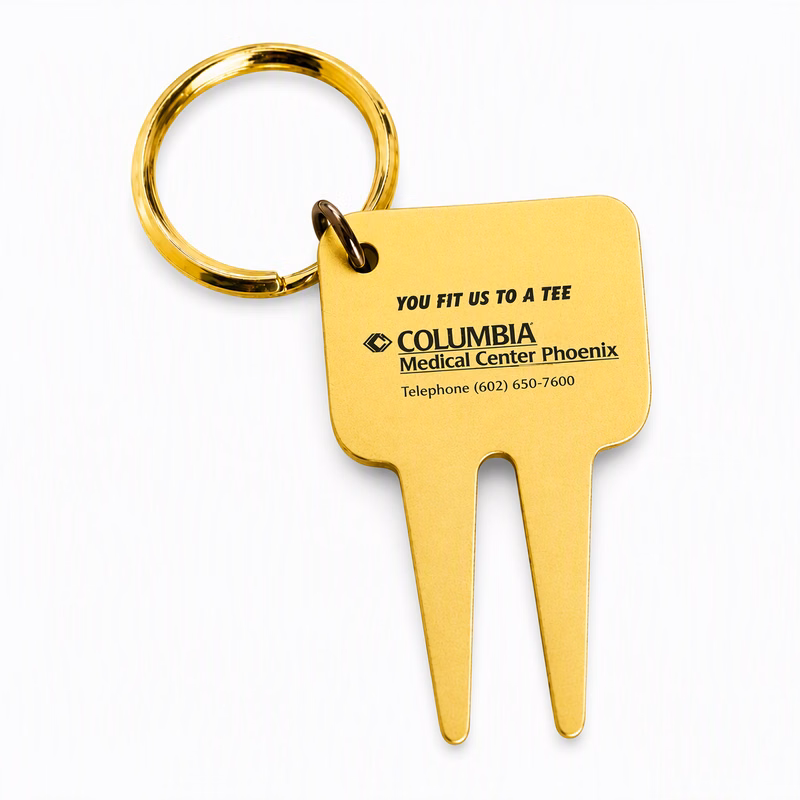 GOLD PLATED GOLF DIVOT KEY RING