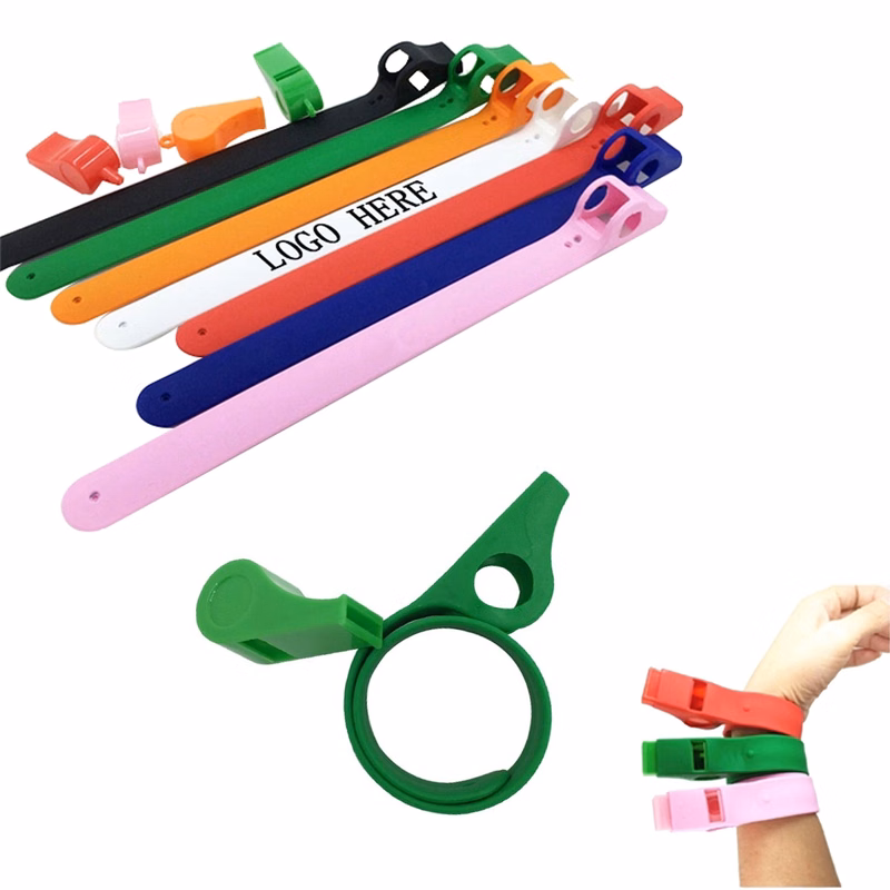 Silicone Slap Wristband With Whistle