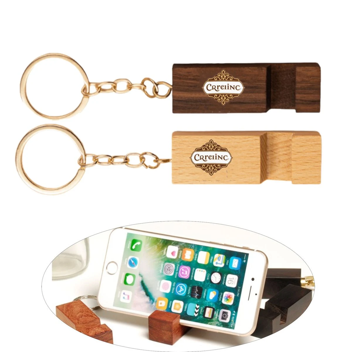 Wooden Phone Holder Keychain 1