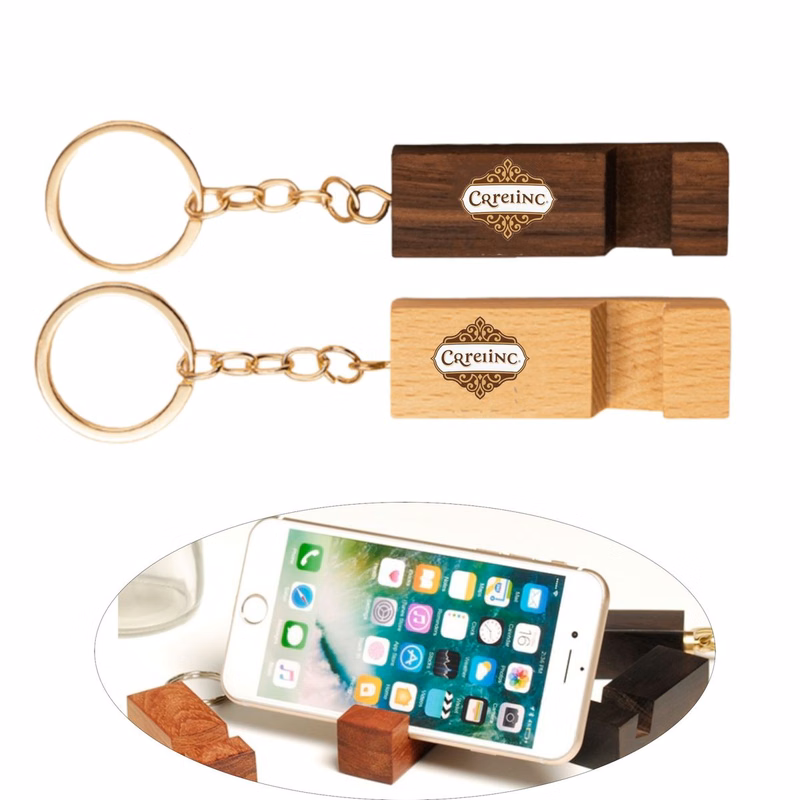 Wooden Phone Holder Keychain