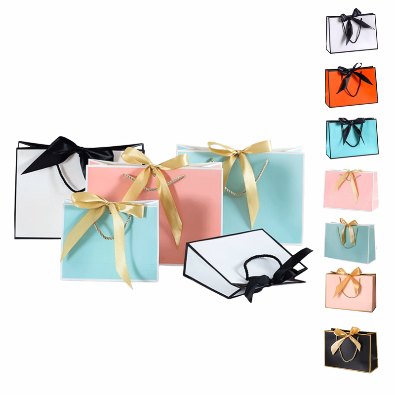 Paper Gift Bag with Bow Ribbon