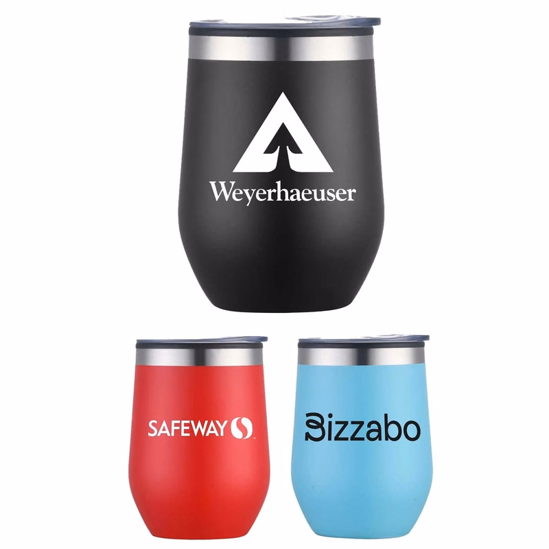 12oz. Double Wall SS / PP Wine Mug with Clear Lid