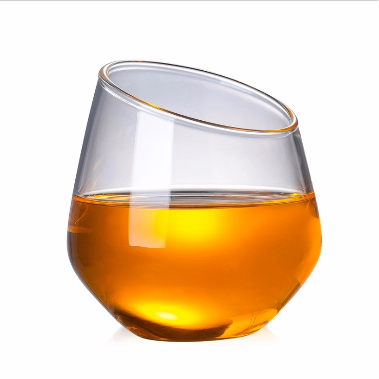 12oz Creative Fashion Glass Cup With Diagonal Mouth