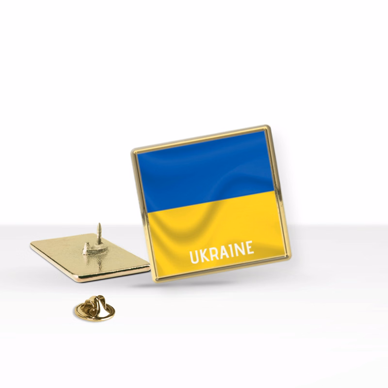 Support Ukraine Express Lapel Pin (0.75 x 0.75 in Square)