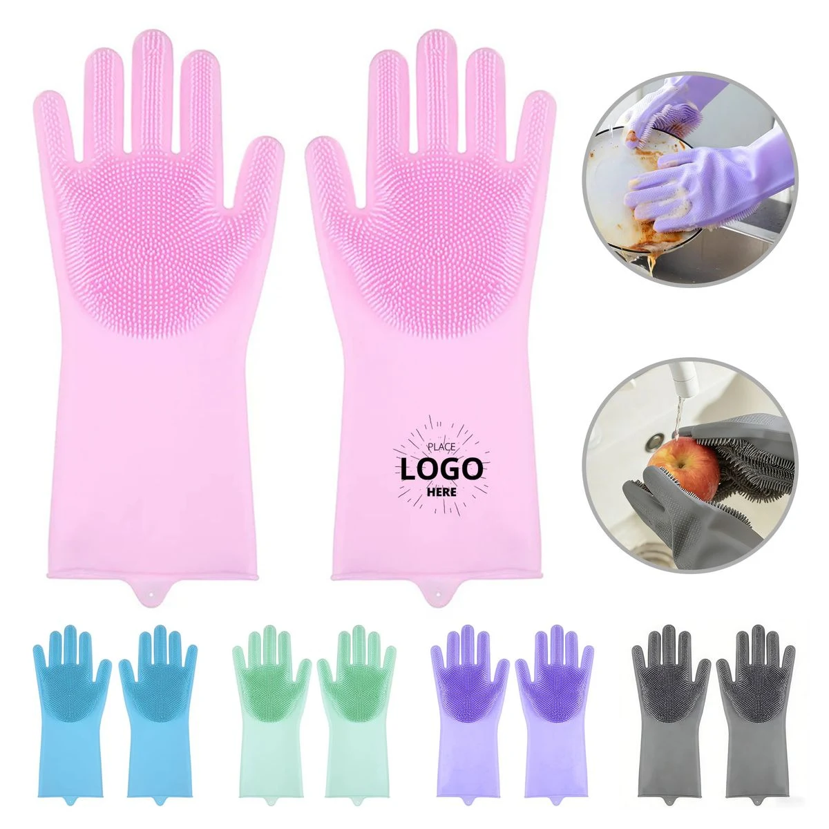 Silicone Cleaning Gloves with Scrubbing Bristles 1