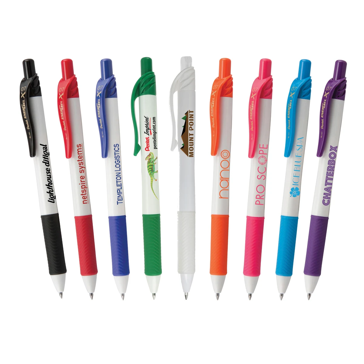 EnerGel-X® White Barrel Retractable Gel Ink Pen - Full Color 1