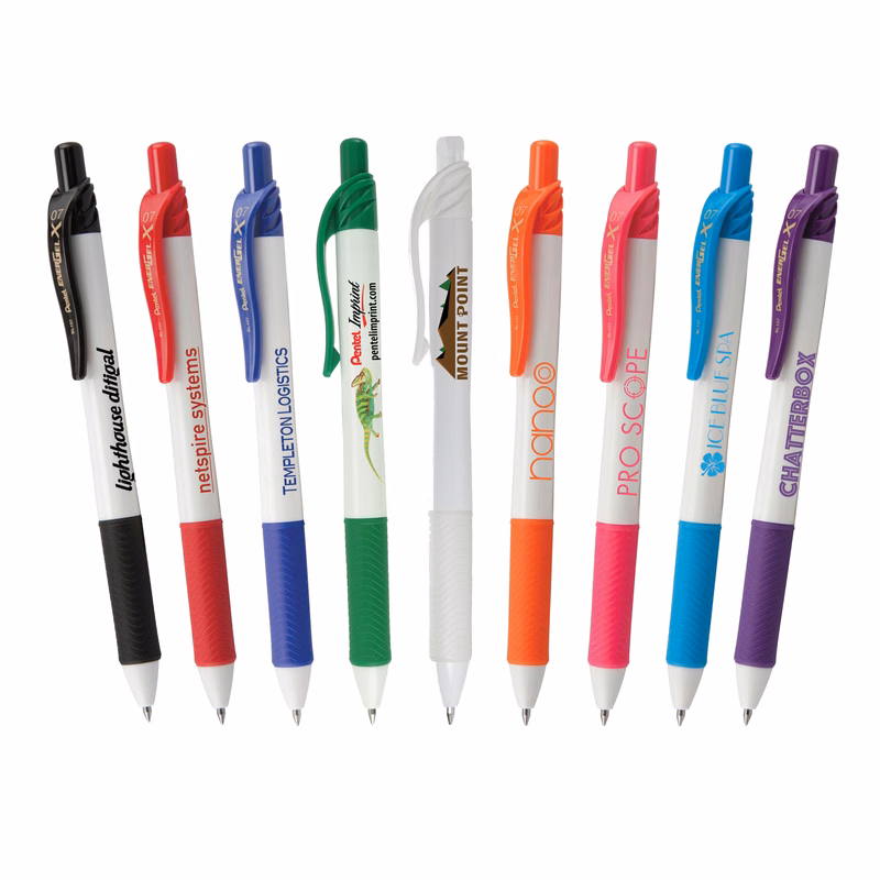 EnerGel-X® White Barrel Retractable Gel Ink Pen - Full Color