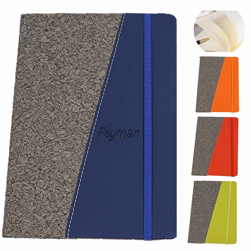 A5 PU Leather Patchwork Notebook w/ Strap