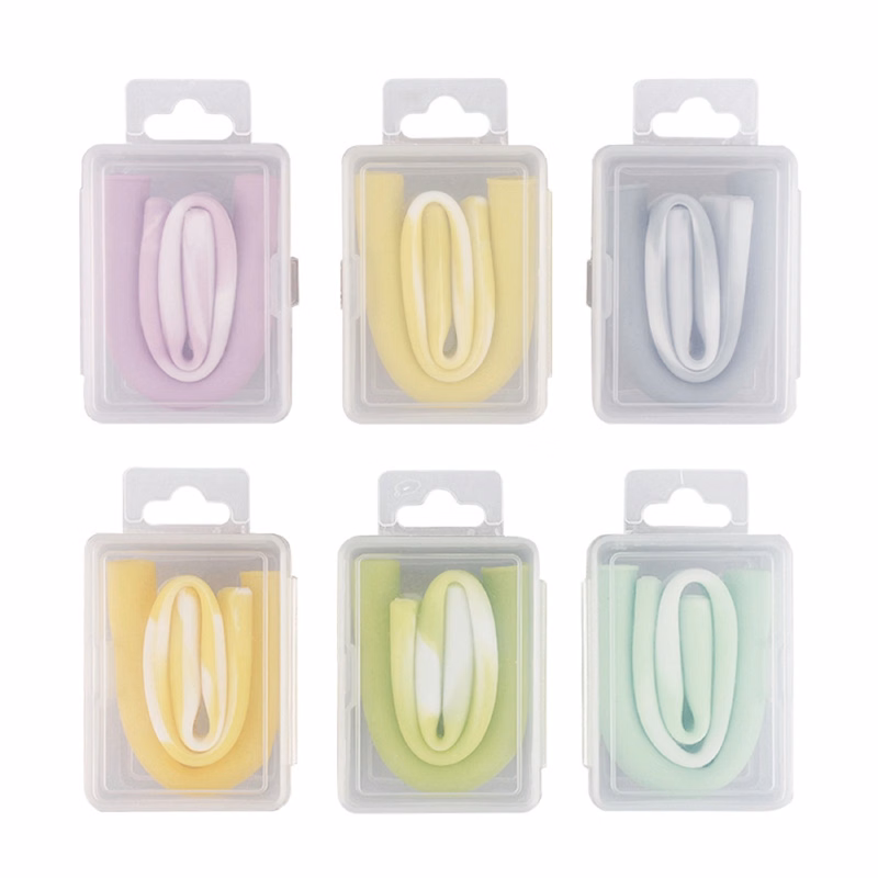 Circles Swirls Silicone Straw with Square Plastic Case