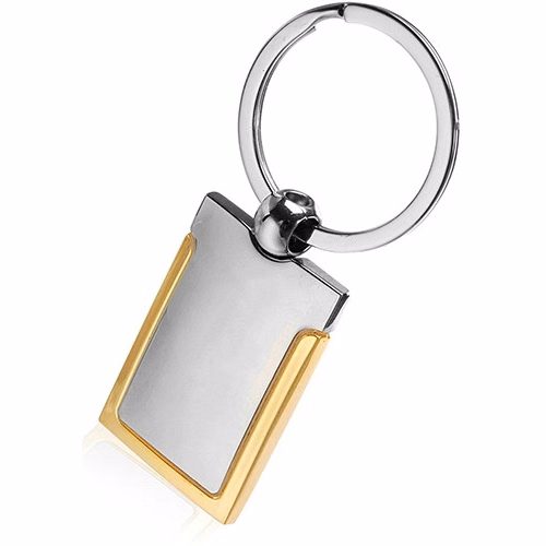 Gold Trim Metal Keychain