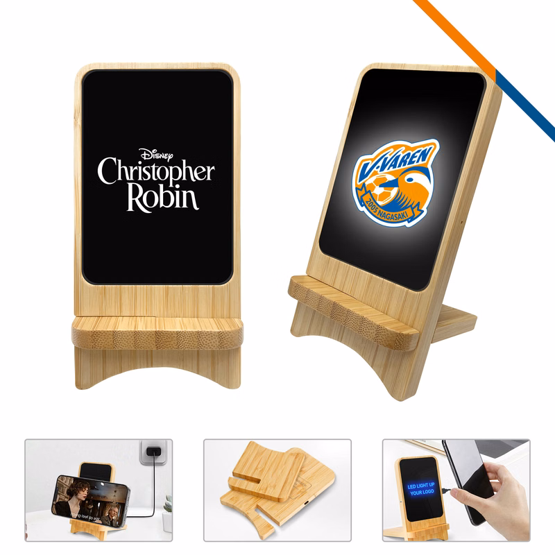 Zort 15W Light up Bamboo Wireless Fast Charger Stand