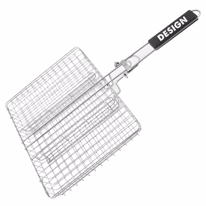 Portable Grill Baskets BBQ Grilling Basket Folding Handle
