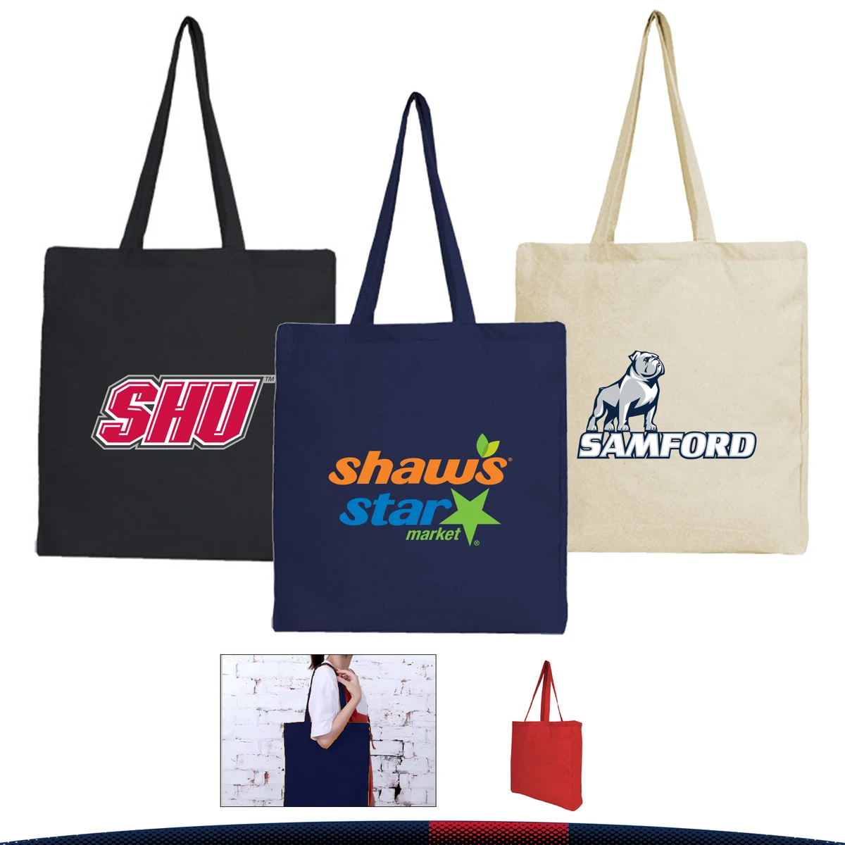 Halora Gusseted 6 Oz Cotton Tote, custom tote bag with logo imprint 1