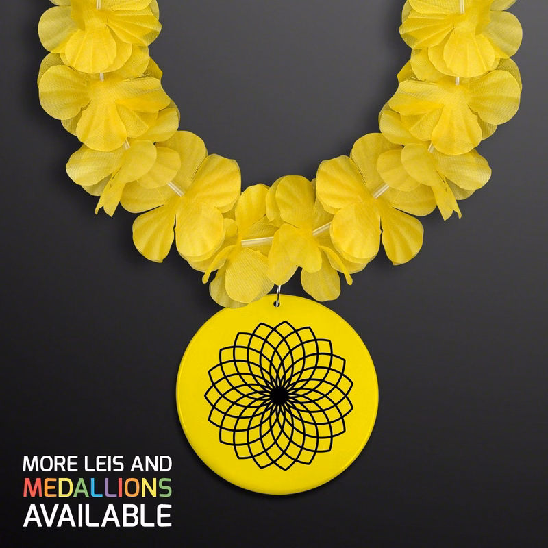 Yellow Flower Lei Necklace with Medallion (Non-Light Up)