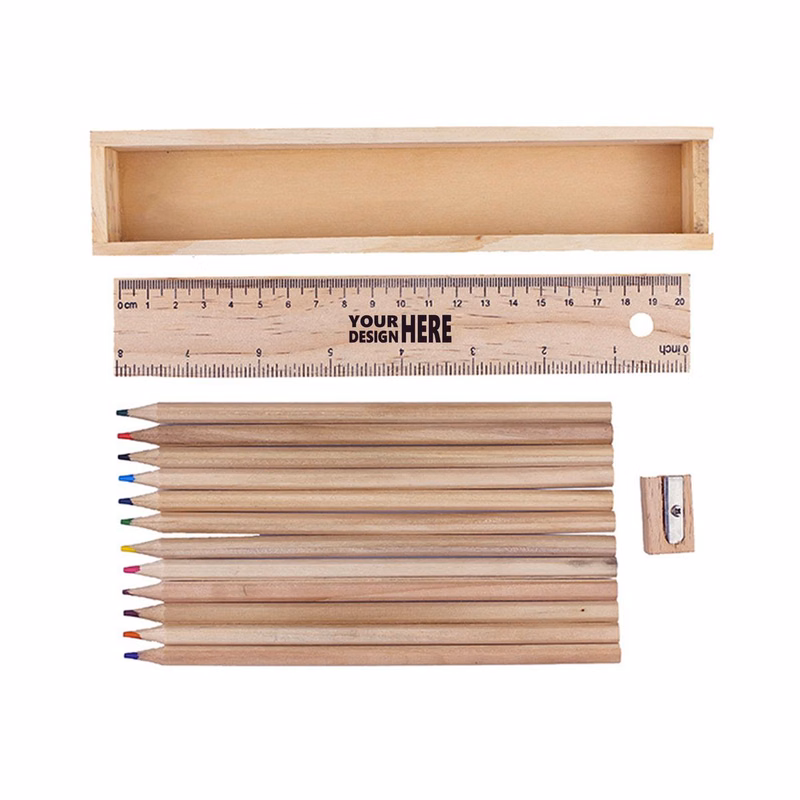 12-Color Colored Pencil Set in Wooden Box