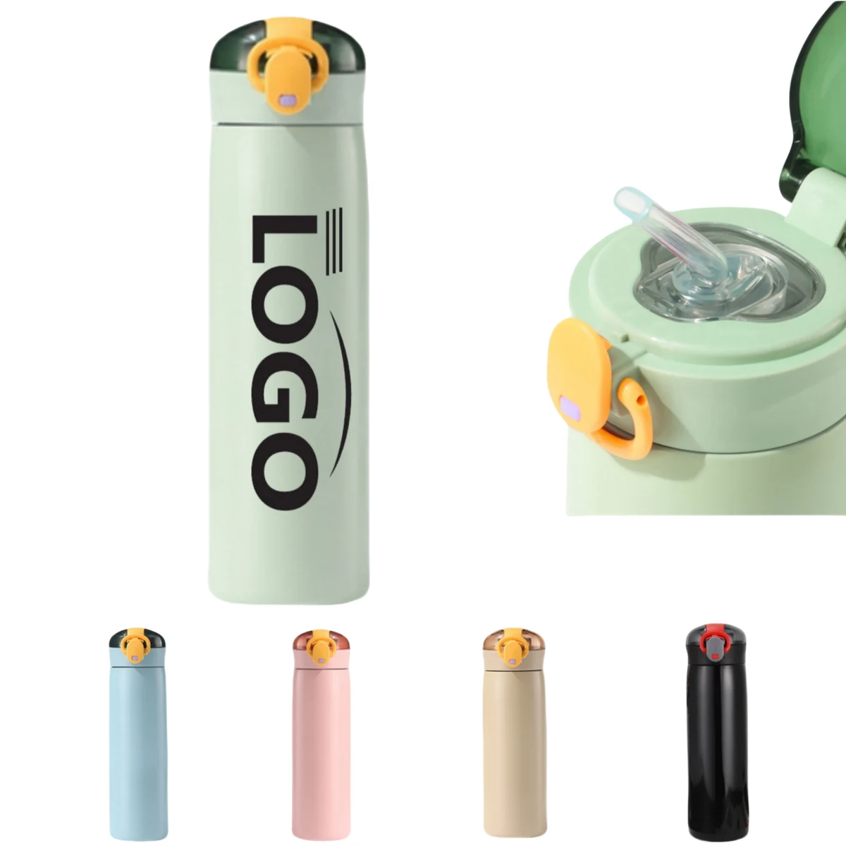 16oz Insulated Stainless Steel Water Bottle With Straw, custom water bottle with logo imprint 1