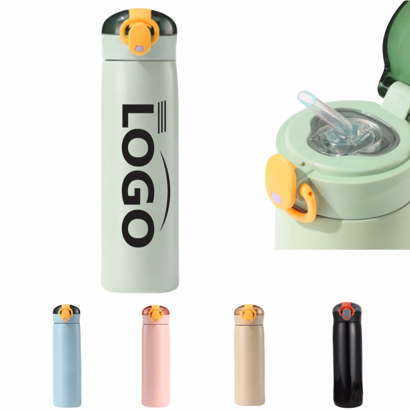 16oz Insulated Stainless Steel Water Bottle With Straw