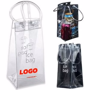 Wine Bottle Cooling Clear Ice Bag with Handle