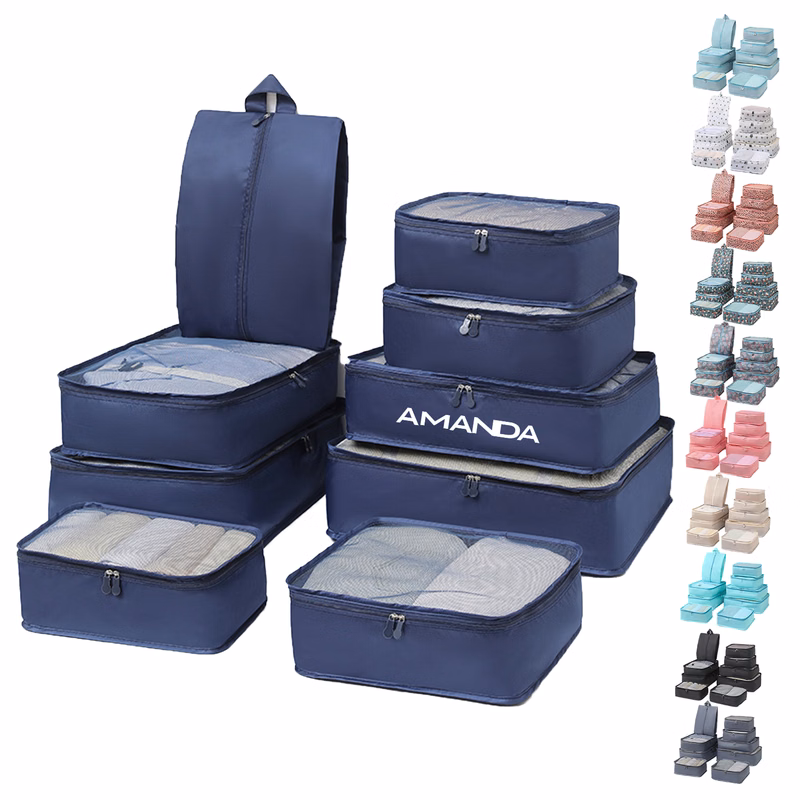 9-Piece Set Travel Storage Packing Cubes Luggage Organizers