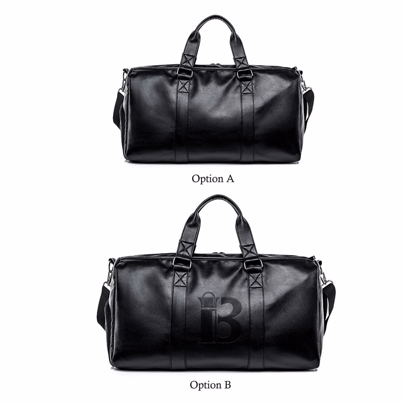 black spacious water-proof traveler PU leather Duffel Bag